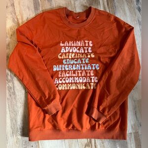 Orange Crew Neck Sweater teacher